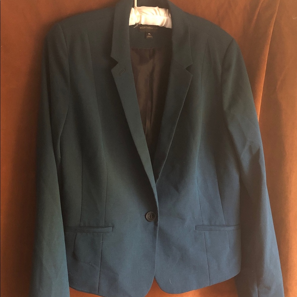 Worthington Teal Single-Button Blazer